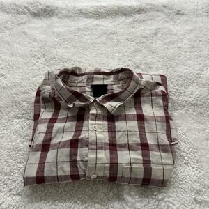 The North Face Men’s Red Plaid Short Sleeve‎ Button Down Pockets Cotton Sz 2XL
